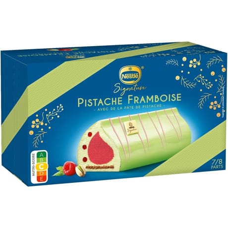 Nestlé Signature bûche pistache framboise chocolat blanc 7/8 parts 491g