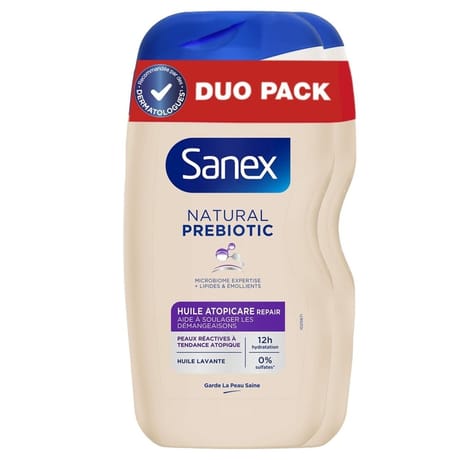 Sanex natural prebiotic gel douche huile atopic 2x400ml