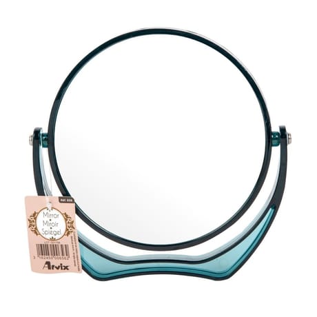Miroir double face rond sur pied plastique coloris assortis