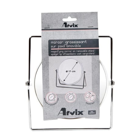 Miroir double x1x2 sur pied métal mobile diam 17cm