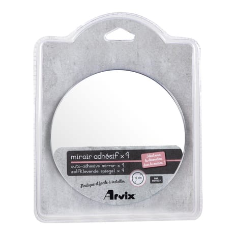Lot de 4 miroirs ronds auto adhesifs diam 15cm