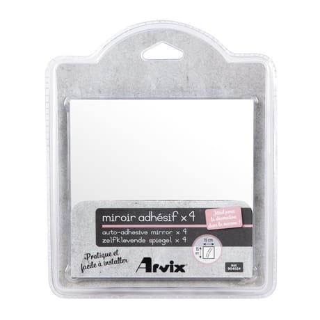 LOT DE 4 MIROIRS CARRES AUTO ADHESIFS 15X15