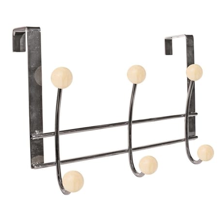 Patères de porte 6 tête métal et bois