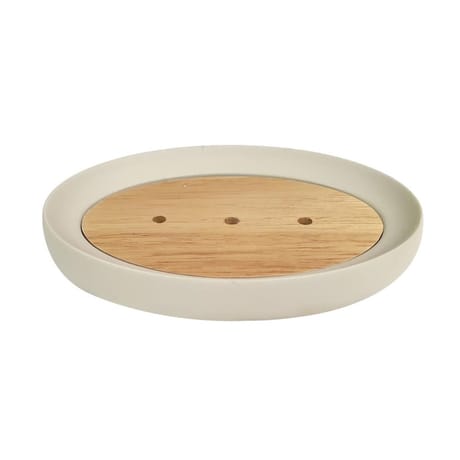 Porte savon resine et bois creme