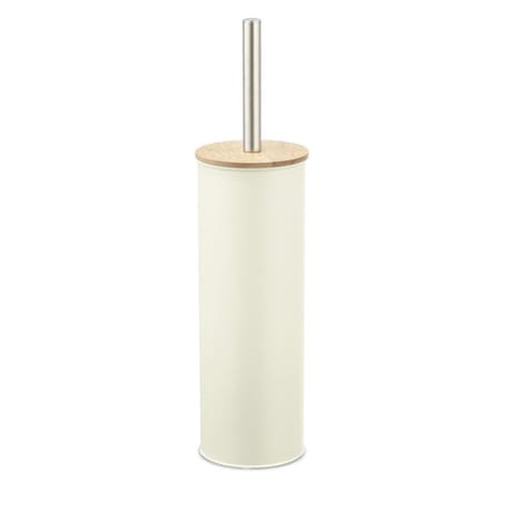 Pot a balai métal creme couvercle plat bois