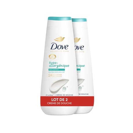 Dove crème douche hypo-allergénique sans parfum 400mlx2