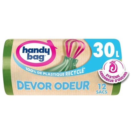 Handy bag 100% recyclé sacs poubelle devor odeur 30l x12