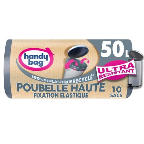 Handy bag sac poubelle haute fixation élastique 50 l x10