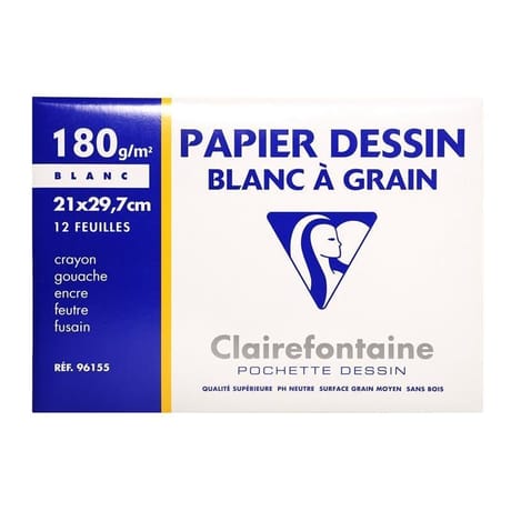 Pochette dessin blanc 210x297 12 feuilles 180gramme