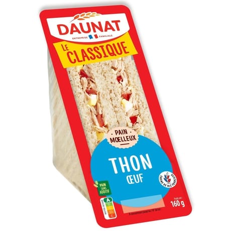 Daunat le club classique pain complet thon oeuf 160g