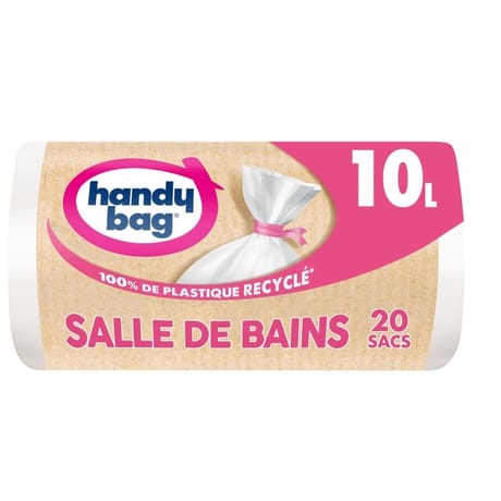 Handy-bag sac poubelle lien 100% recyclé salle de bains 10l x20