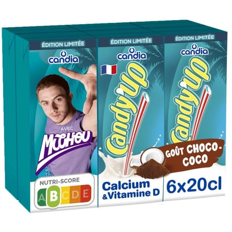 Boisson lactée goût chocolat coco stérilisée uht enrichie en vitamine