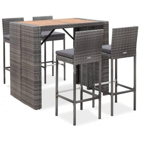 Ensemble repas haut 4 personnes Résine tressée/acacia