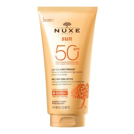 Nuxe sun lait solaire haute protection spf50 visage et corps 150ml