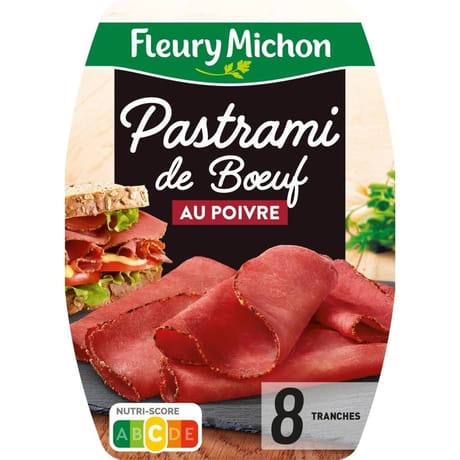 Fleury Michon Pastrami de boeuf au poivre 8 tranches fines 100g