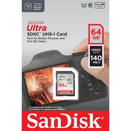 Sandisk carte mémoire sandisk ultra sdxc 64gb 140mb/s SDSDUNB-064G-GN6IN