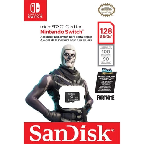 Sandisk carte mémoire 128GB microsdxc pour Nintendo switch édition fortnite skull trooper 128gb