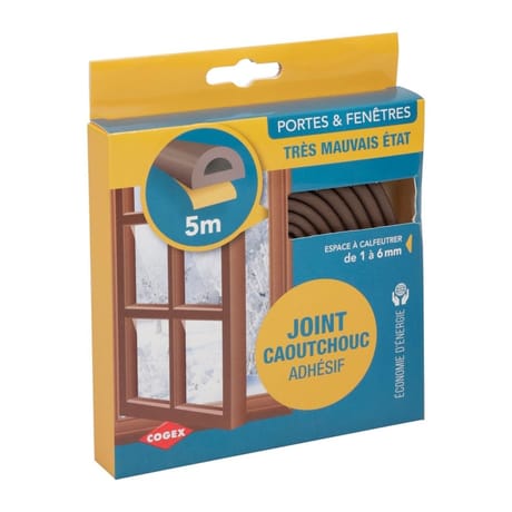 Cogex joint caoutchouc de calfeutrage profil "d" brun 5m