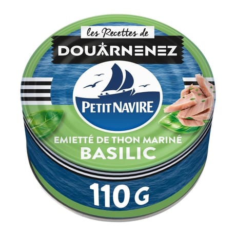 Petit navire le mariné  émietté de  thon  basilic 110g