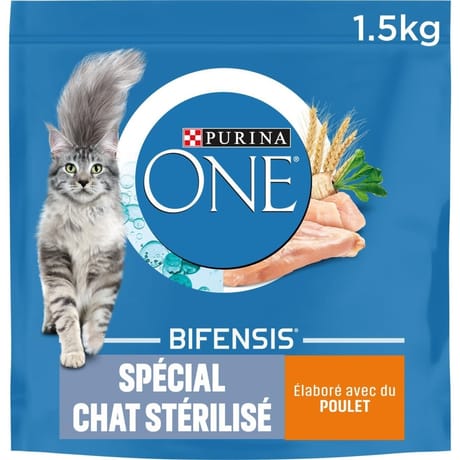 Purina one coquettes pour chat adulte stérilisé au poulet et au blé - 1,5 KG