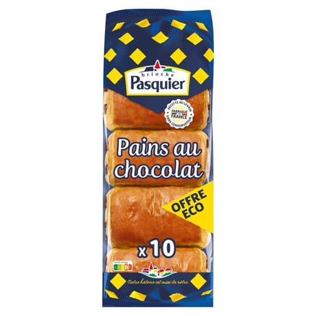 Brioche Pasquier 10 pains au chocolat 450g offre éco