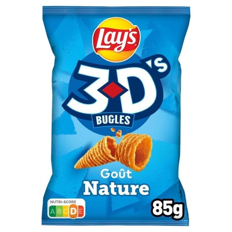 Lay's biscuits apéritifs 3d's saveur nature 85g