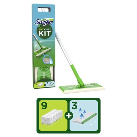 Swiffer kit balai attrape-poussière 1 balai 9 lingettes sèches