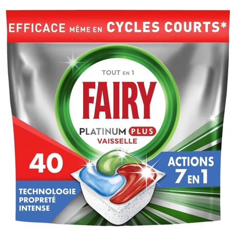 Fairy platinum plus vaisselle propreté intense brise fraîche x40 capsules 0.481kg