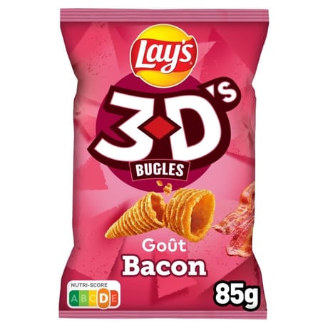 Lay's biscuits apéritifs 3d's saveur bacon 85g