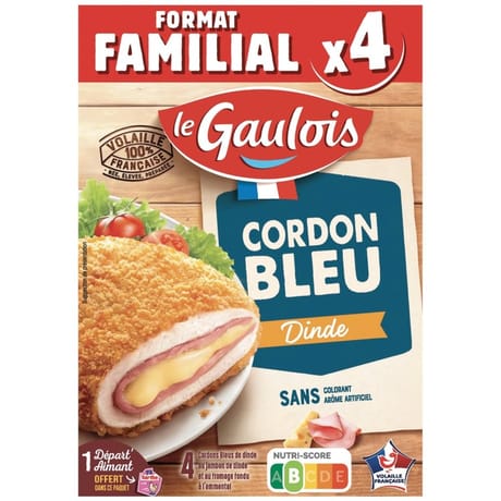 Le Gaulois escalopes cordon bleu de dinde x4 400g