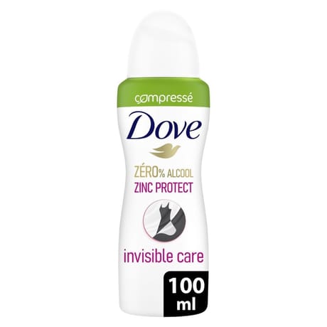 Dove déodorant 0% zinc protect invisible care compressé atomiseur 100ml