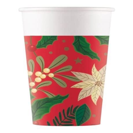8 gobelets carton 20 cl poinsetia fsc