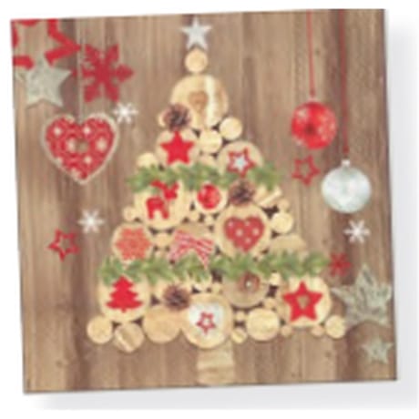 20 serviettes 33x33cm 3 plis sapin fond bois