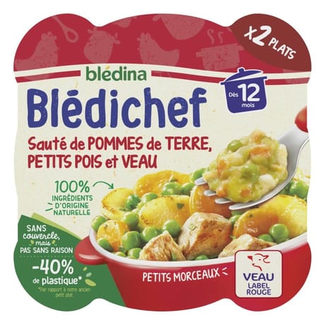 Bledina blédichef sauté de pommes de terre petits pois et veau dès 12 mois 2x230g