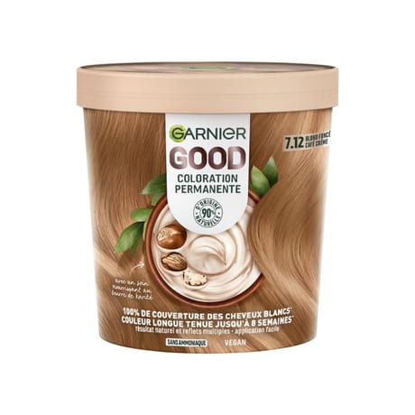Garnier good coloration permanente 7.12 blond foncé café crème 216g