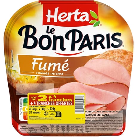 Herta le bon paris fumé lot 2 +1 offert 4 tranches 420g