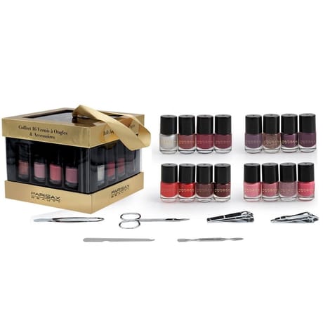 Parisax coffret 16 vernis à ongles & 6 accessoires manucure