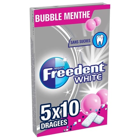 Freedent chewing-gum sans sucres bubble menthe 5x10 - 70g