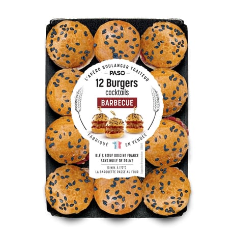 12 barbecue burgers coctail 210g