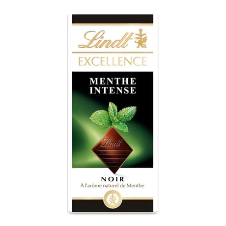 Lindt excellence tablette de chocolat noir menthe 100g