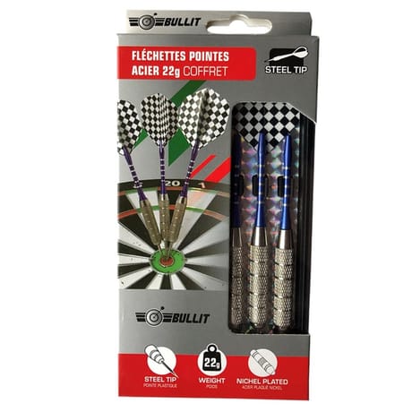 Fléchettes pointe tête acier compétition 22G