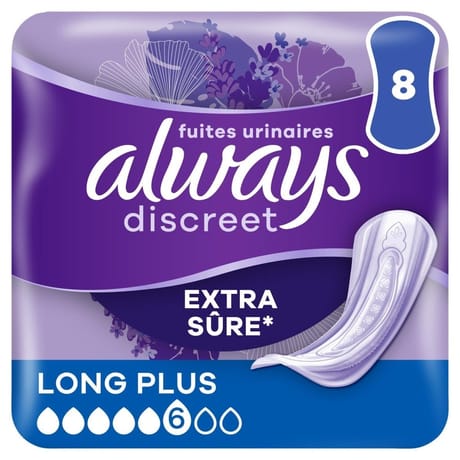 Always discreet serviettes pour fuites urinaires long Plus x8