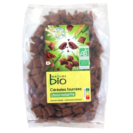Nature bio céréales fourrés chocolat noisettes bio 375g