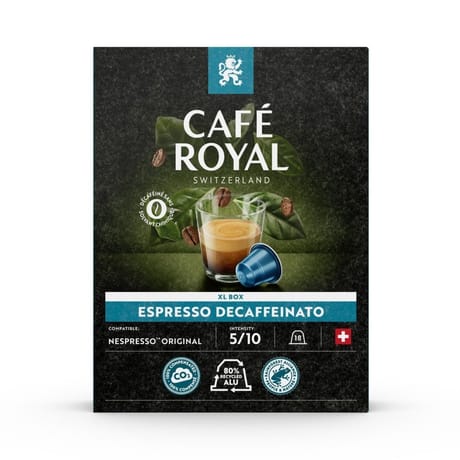 Café royal dosettes type nespresso espresso decaffeinato x18 93g