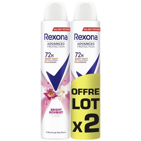 Rexona deodorant femme spray anti-transpirant 72h bright 400ml
