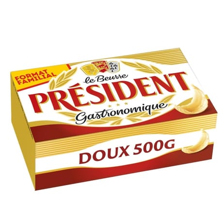 Président beurre gastronomique doux plaquette 500g