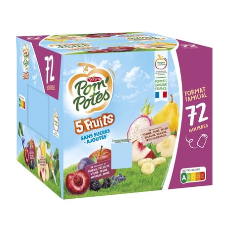 Pom'potes compotes gourdes 5 fruits violets et blancs 72x90g