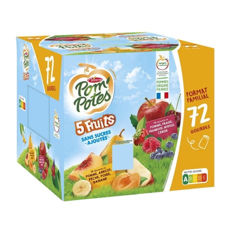Pom'potes compotes gourdes 5 fruits rouges et jaunes 72x90g