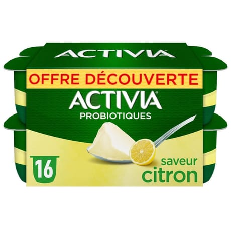 Activia bifidus saveur citron sans arôme artificiel 16x125g offre découverte