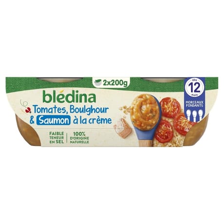 Blédina mes moulinés bols tomate boulghour saumon origan 2x200g dès 12 mois